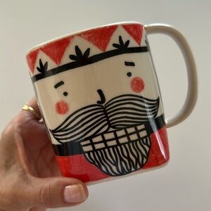 Anthropologie Kristina Saywell Christmas Santa Mug